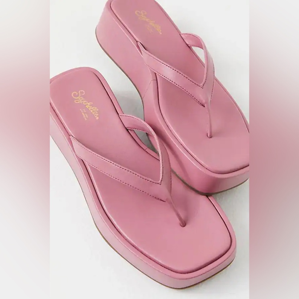 Seychelles Sunflower Pink Platform Summer Thong Sandals 6